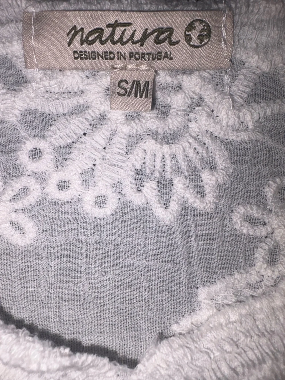 Natura White Lace Embroidered Cotton Top Boho Sheer Floral Size S/M - Picture 5 of 7